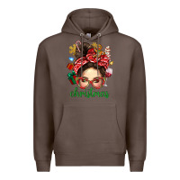 Coffee Christmas Messy Bun With Gingerbread Man Premium Hoodie - BundleAndBundleShop