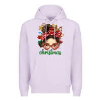 Lilac Christmas Messy Bun With Gingerbread Man Premium Hoodie - BundleAndBundleShop