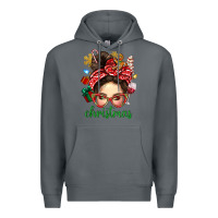 Rock Christmas Messy Bun With Gingerbread Man Premium Hoodie - BundleAndBundleShop