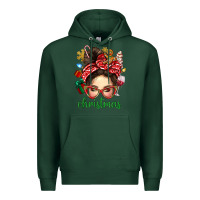 Sports Green Christmas Messy Bun With Gingerbread Man Premium Hoodie - BundleAndBundleShop