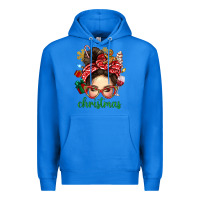True Royal Christmas Messy Bun With Gingerbread Man Premium Hoodie - BundleAndBundleShop