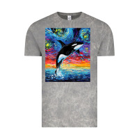 Cloud Rock Orca Killer Whale Starry Night Colorful Ocean Art By Aja Vintage Tee - trangStudio