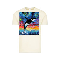 Vintage Arctic Orca Killer Whale Starry Night Colorful Ocean Art By Aja Vintage Tee - trangStudio