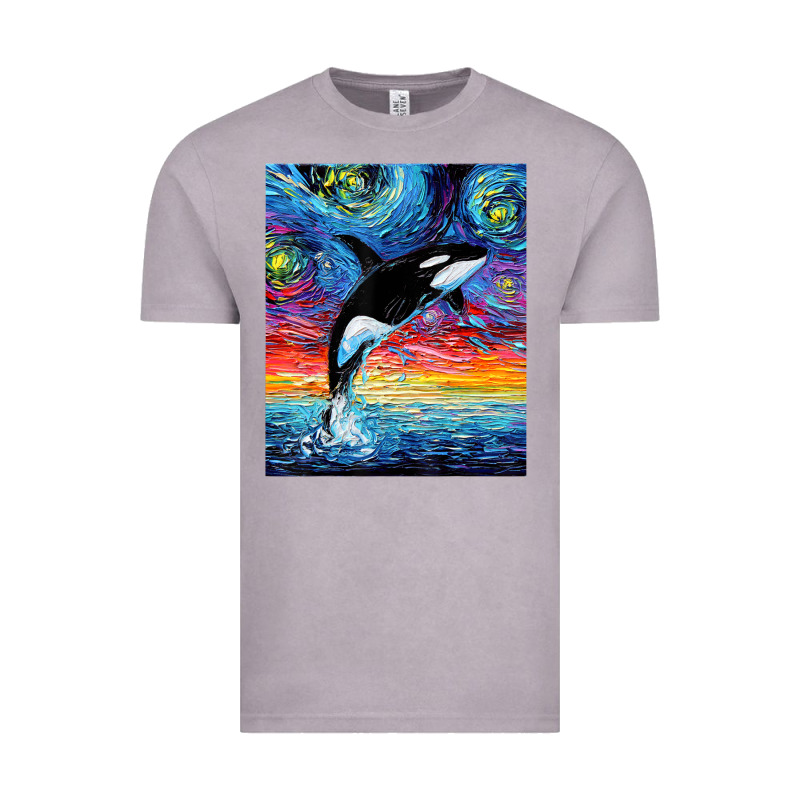 Orca Killer Whale Starry Night Colorful Ocean Art By Aja Vintage Tee by trangStudio | Teevron