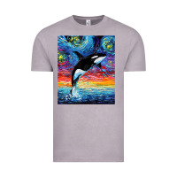 Vintage Zinc Orca Killer Whale Starry Night Colorful Ocean Art By Aja Vintage Tee - trangStudio