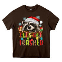 Chocolate Brown lets get trashed with raccoon Heavy Core Tee - MaliasSmallBusiness