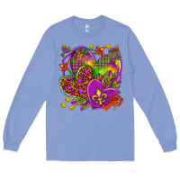 Colony Blue Mardi Gras hearts Long Sleeve Tee - HowdyJamesFarm