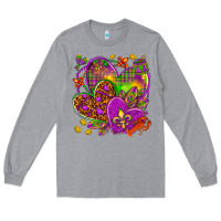 Heather Grey Mardi Gras hearts Long Sleeve Tee - HowdyJamesFarm