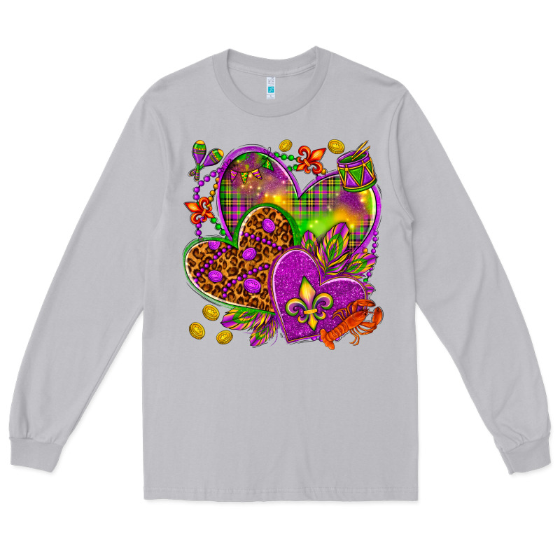 Mardi Gras Hearts Long Sleeve Tee by HowdyJamesFarm | Teevron