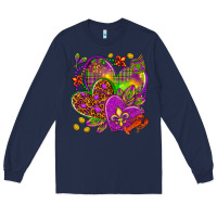 Navy Mardi Gras hearts Long Sleeve Tee - HowdyJamesFarm