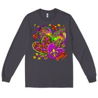 Smoke Mardi Gras hearts Long Sleeve Tee - HowdyJamesFarm