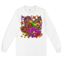 White Mardi Gras hearts Long Sleeve Tee - HowdyJamesFarm