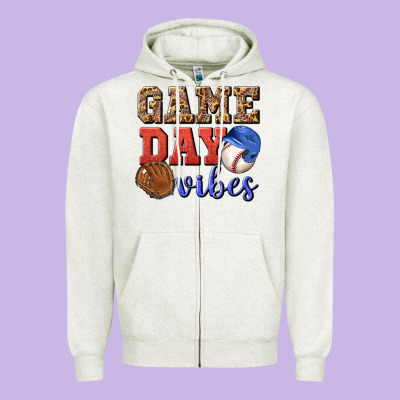 Game Day Vibes Zipper Hoodie Designed By Bundleandbundleshop