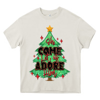 Oh Come Let Us Adore Him Christmas Tree Heavy Core Tee | Teevron