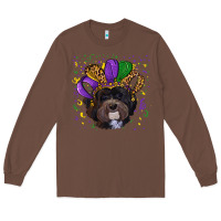 Chestnut Mardi Gras Havanese Dog with Hat Long Sleeve Tee - RanaPortraitStore