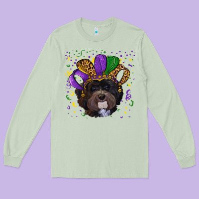 Mardi Gras Havanese Dog With Hat Long Sleeve Tee Designed By Ranaportraitstore