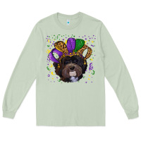 Matcha Mardi Gras Havanese Dog with Hat Long Sleeve Tee - RanaPortraitStore