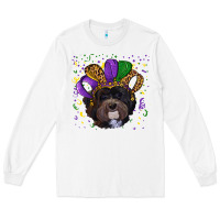 White Mardi Gras Havanese Dog with Hat Long Sleeve Tee - RanaPortraitStore