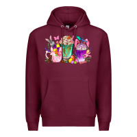 Burgundy Easter Coffee Cups With Bunny Premium Hoodie - BundleAndBundleShop