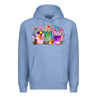 Colony Blue Easter Coffee Cups With Bunny Premium Hoodie - BundleAndBundleShop