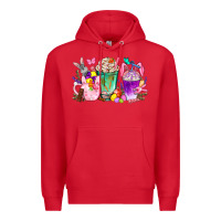 Red Easter Coffee Cups With Bunny Premium Hoodie - BundleAndBundleShop