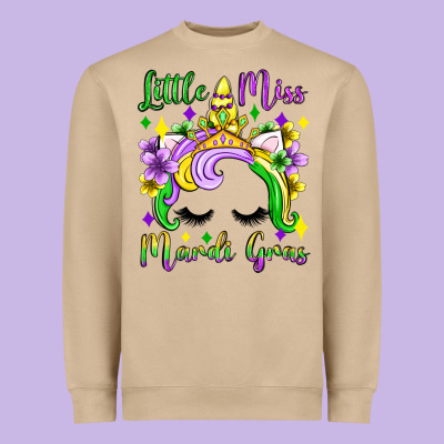 Little Miss Mardi Gras Unicorn  Olivia Heavyweight Sweatshirt Designed By Oliviacreatesart