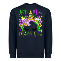Navy little miss mardi gras unicorn  olivia Heavyweight Sweatshirt - OliviaCreatesArt