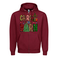 Burgundy christ is born Zipper Hoodie - FaDigitalArtStudio