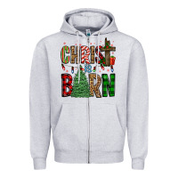 Heather Grey christ is born Zipper Hoodie - FaDigitalArtStudio