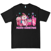 Black merry christmas snowman coffee cups Premium Tee - MaliasSmallBusiness