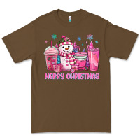 Merry Christmas Snowman Coffee Cups Premium Tee | Teevron