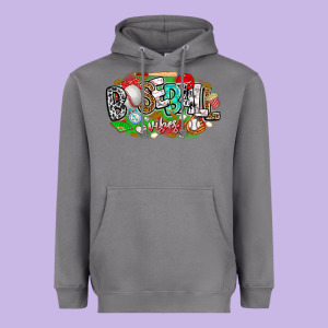 Baseball Vibes Heavyweight Hoodie Designed By Cowhidedigitalart