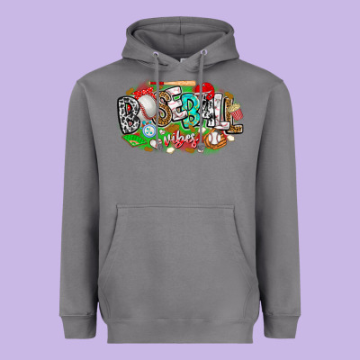 Baseball Vibes Heavyweight Hoodie Designed By Cowhidedigitalart