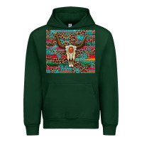 Forest Green western serape leopard bull skull turquoise Urban Hoodie - Artiststas
