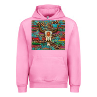 Fuchsia Pink western serape leopard bull skull turquoise Urban Hoodie - Artiststas