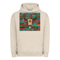 Pigment French Oak western serape leopard bull skull turquoise Urban Hoodie - Artiststas