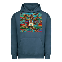 Pigment Midnight Navy western serape leopard bull skull turquoise Urban Hoodie - Artiststas