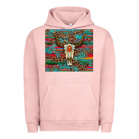 Pigment Salmon western serape leopard bull skull turquoise Urban Hoodie - Artiststas