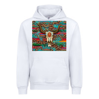 White western serape leopard bull skull turquoise Urban Hoodie - Artiststas