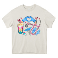 Cream nurse life Heavy Core Tee - MaliasSmallBusiness