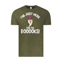 Vintage Olive teacher halloween bookworm just here for the boooks ghost tank top Vintage Tee - trangStudio