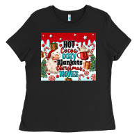 Hot Cocoa Cozy Blankets Christmas Movies Tumbler Ladies Tee | Teevron