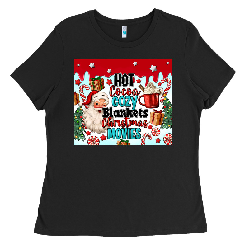 Hot Cocoa Cozy Blankets Christmas Movies Tumbler Ladies Tee by MaliasSmallBusiness | Teevron