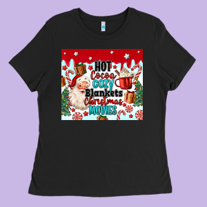 Hot Cocoa Cozy Blankets Christmas Movies Tumbler Ladies Tee Designed By Maliassmallbusiness