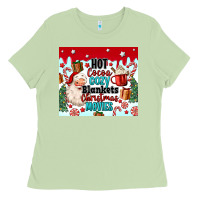 Matcha hot cocoa cozy blankets christmas movies tumbler Ladies Tee - MaliasSmallBusiness