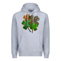 Heather Grey leopard shamrock Premium Hoodie - FaDigitalArtStudio