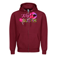 Burgundy hey sugar valentine's day Zipper Hoodie - FaDigitalArtStudio