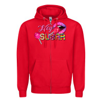 Red hey sugar valentine's day Zipper Hoodie - FaDigitalArtStudio