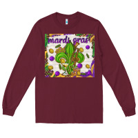 Burgundy Mardi Gras Fleur De Lis tumbler Long Sleeve Tee - HowdyJamesFarm