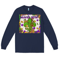 Navy Mardi Gras Fleur De Lis tumbler Long Sleeve Tee - HowdyJamesFarm
